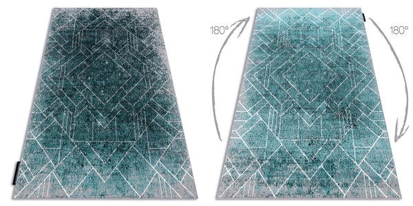Covor DE LUXE modern 626 geometric, caro - structural gri / verde