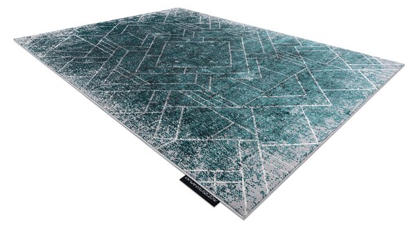 Covor DE LUXE modern 626 geometric, caro - structural gri / verde