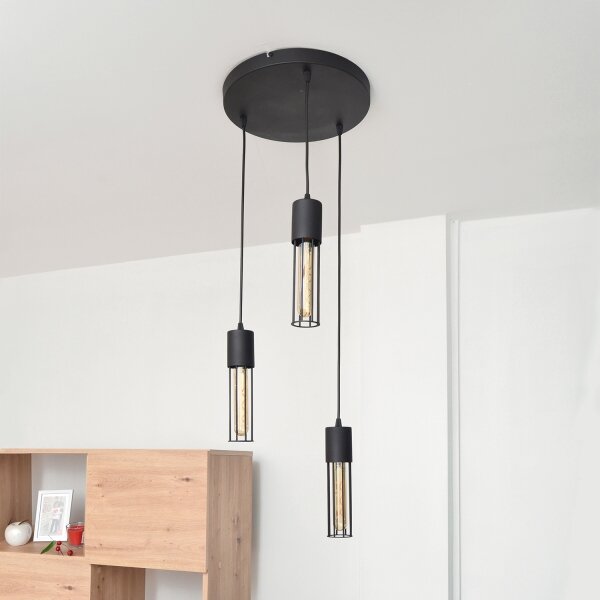 Lustră pe cablu MELODY 3xE27/15W/230V negru