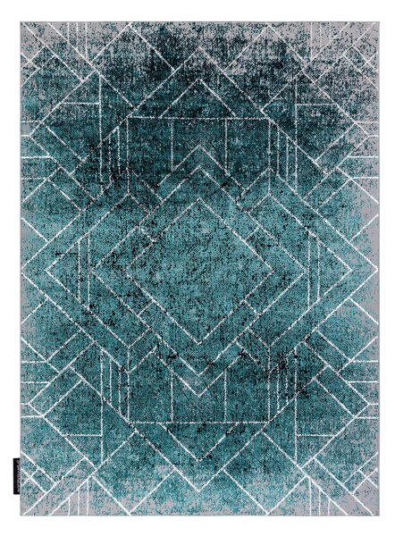 Covor DE LUXE modern 626 geometric, caro - structural gri / verde
