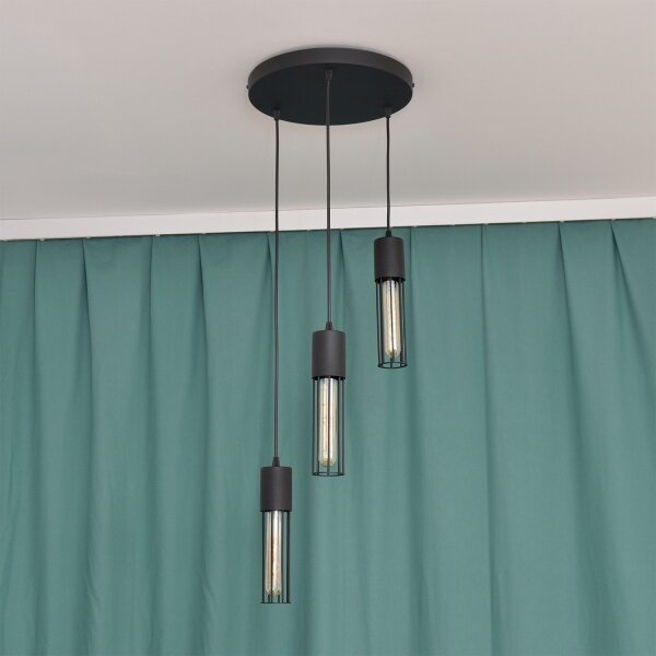 Lustră pe cablu MELODY 3xE27/15W/230V negru