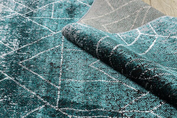 Covor DE LUXE modern 626 geometric, caro - structural gri / verde