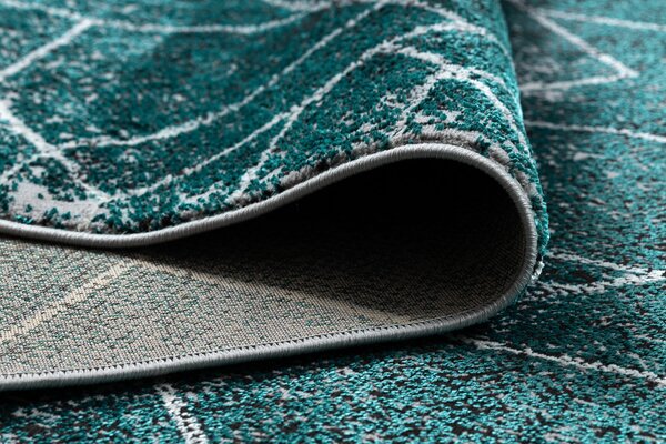 Covor DE LUXE modern 626 geometric, caro - structural gri / verde