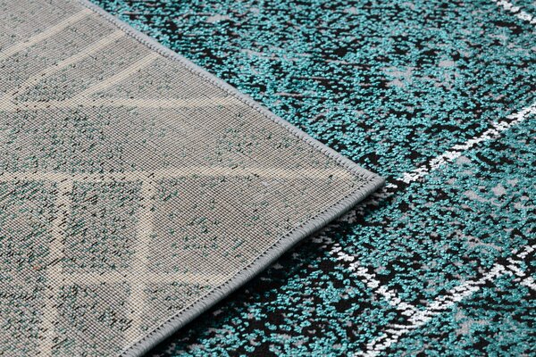 Covor DE LUXE modern 626 geometric, caro - structural gri / verde
