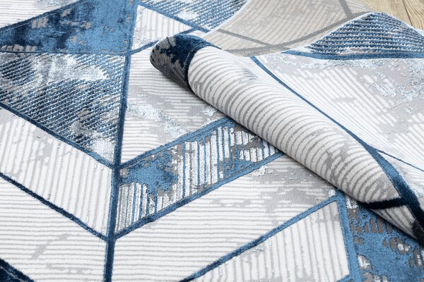 Covor DE LUXE modern 632 Geometric - structural cremă / albastru inchis