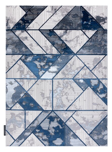 Covor DE LUXE modern 632 Geometric - structural cremă / albastru inchis