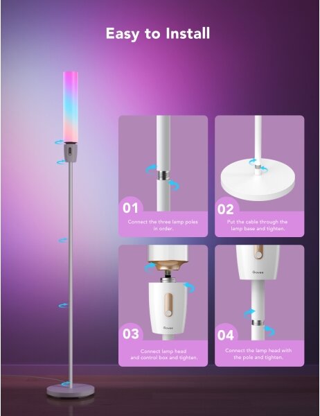 Lampadar LED dimabil Govee CYLINDER SMART RGBICWW 2200-6500K