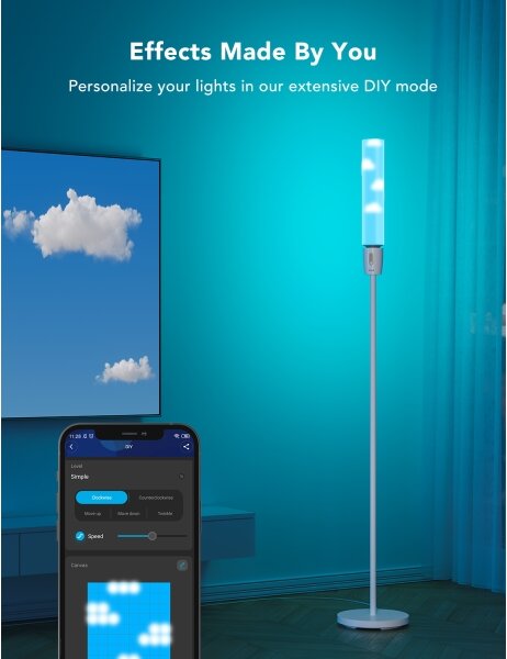 Lampadar LED dimabil Govee CYLINDER SMART RGBICWW 2200-6500K