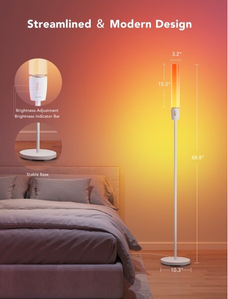 Lampadar LED dimabil Govee CYLINDER SMART RGBICWW 2200-6500K
