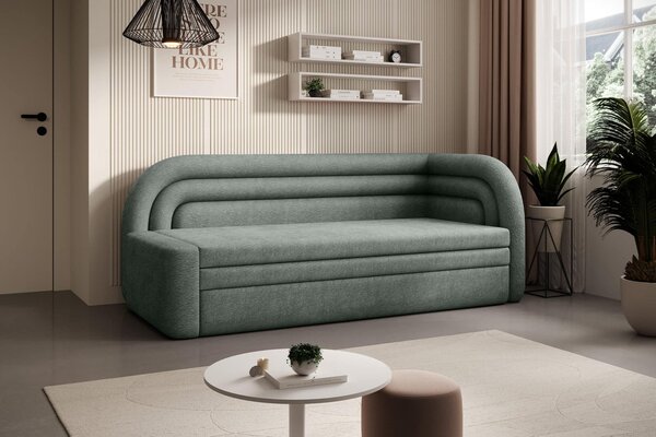 Canapea lemn masiv Filo Extensibila cu Depozitare Personalizabila - Dreapta, Verde Touch