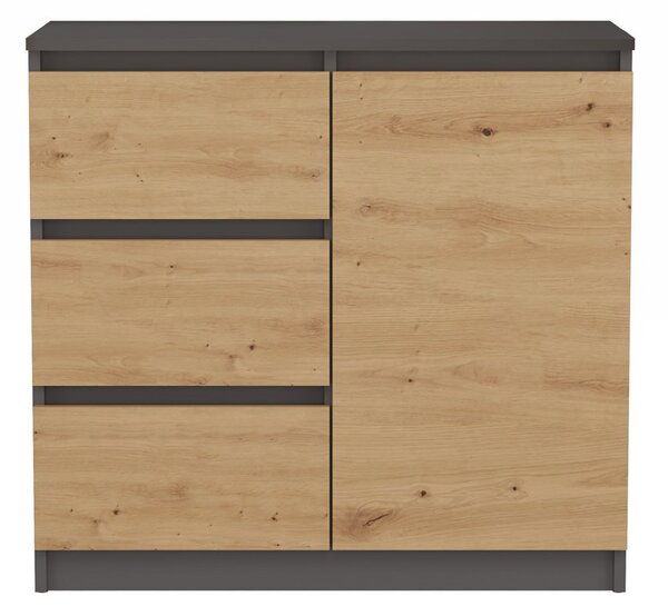 Riano MIX 1D3S comoda, 75x80x40 cm, antracit-stejar
