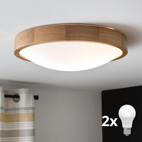 Plafonieră LED Brilagi CARVALHO SLIM 2xE27/60W/230V stejar d. 37 cm