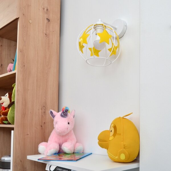 Lampă de perete pentru copii STARS 1xE27/15W/230V galben/alb