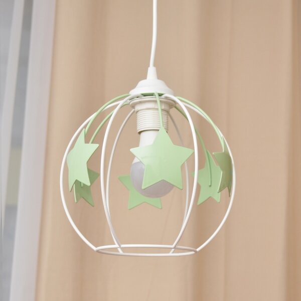 Lustră pe cablu pentru copii STARS 1xE27/15W/230V verde/alb