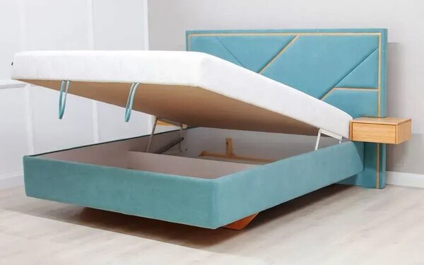 Pat Strong Tapitat cu Saltea 140/160/180x200cm - 140x190