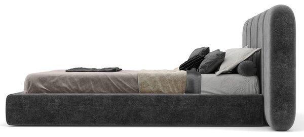 Pat Stone Tapitat cu Saltea 160/180x200cm - 160x200