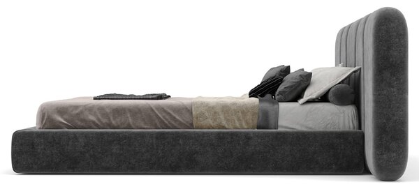Pat Stone Tapitat cu Saltea 160/180x200cm - 160x200