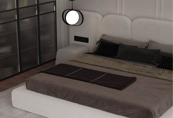 Pat Stone Tapitat cu Saltea 160/180x200cm - 160x200