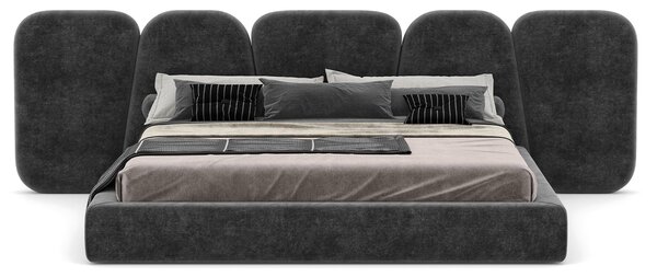 Pat Stone Tapitat cu Saltea 160/180x200cm - 160x200