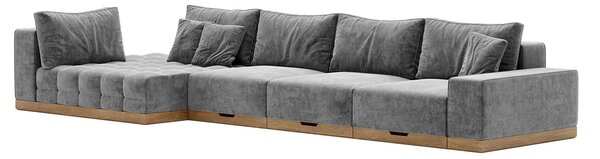 Colțar lemn masiv extensibil Morani Lemn Stejar, 415 × 150 × 71 cm - Stânga