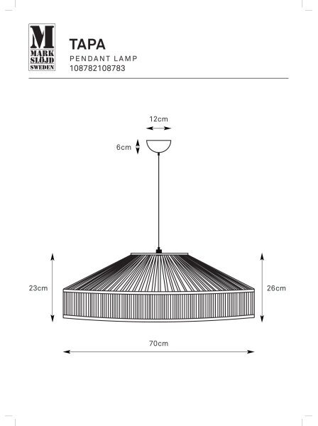 Lustră pe cablu Markslöjd 108783 TAPA 1xE27/40W/230V bej/bambus