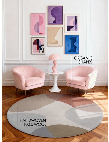Covor bej țesut manual rotund din lână ø 160 cm Hackney Clarissa – Ted Baker