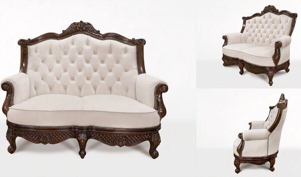 Canapea lemn masiv Piero Piele Naturala 2/3 locuri - 160x80x120cm