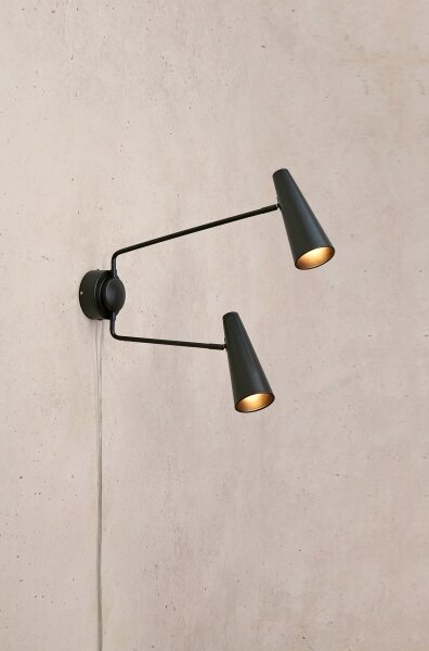 Lampă de perete Markslöjd 108690 PEAK 2xE14/40W/230V negru