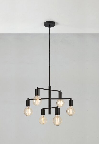 Lustră pe cablu Markslöjd 108717 CIELO 6xE27/40W/230V negru