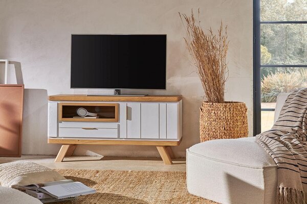 Comodă TV lemn masiv Havana Personalizabilă, 60 × 42 × 120 cm - Tabac