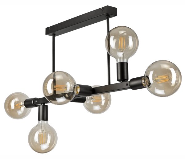 Lustră pe tijă ASTRID 6xE27/60W/230V negru