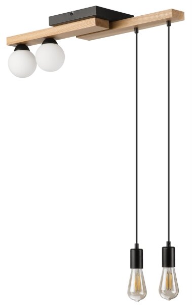 Lustră pe cablu CORTINA 2xE27/15W/230V + 2xG9/5W/230V negru/stejar