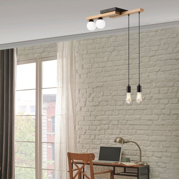 Lustră pe cablu CORTINA 2xE27/15W/230V + 2xG9/5W/230V negru/stejar