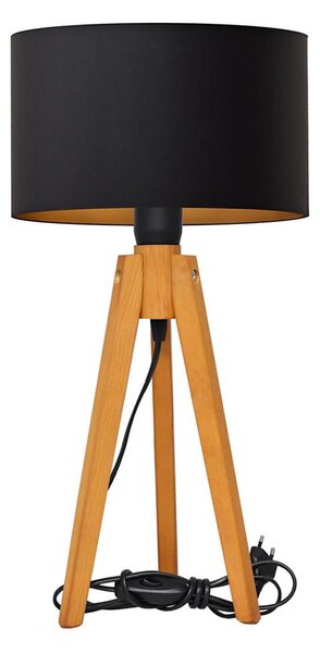 Lampă de masă ALBA 1xE27/15W/230V negru/auriu/stejar