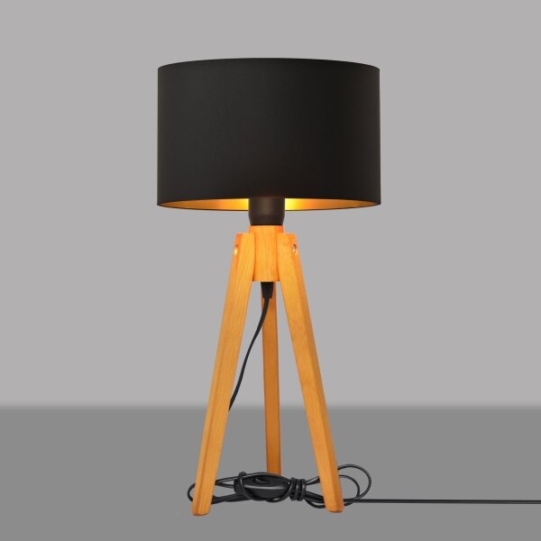 Lampă de masă ALBA 1xE27/15W/230V negru/auriu/stejar