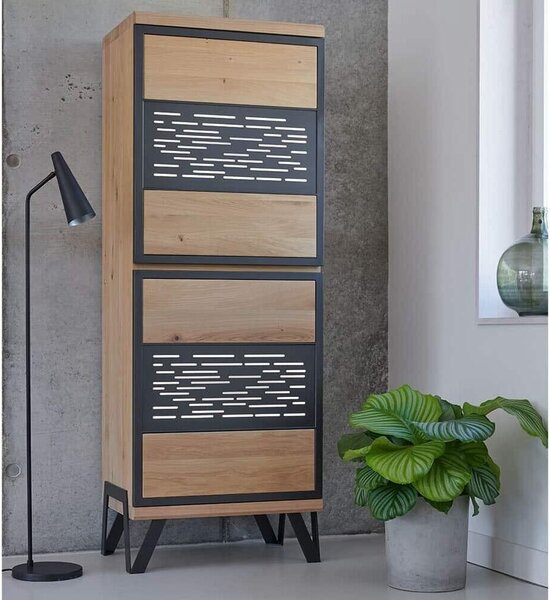 Comodă stejar masiv Înaltă Edge Personalizabilă, 61 × 42 × 166 cm - Tabac