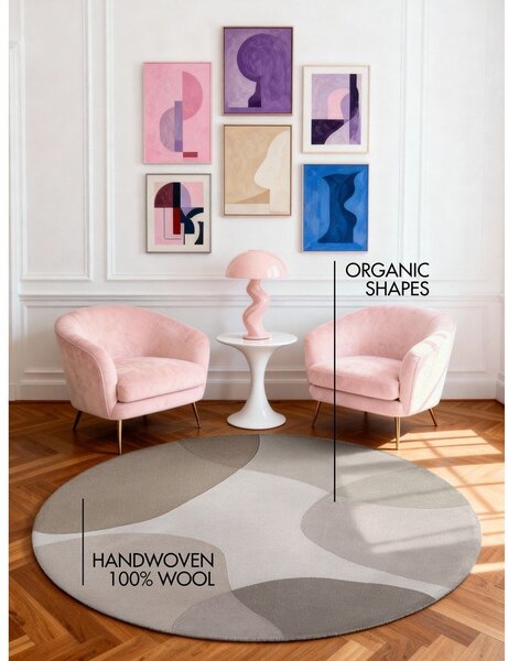 Covor bej țesut manual rotund din lână ø 160 cm Hackney Clarissa – Ted Baker
