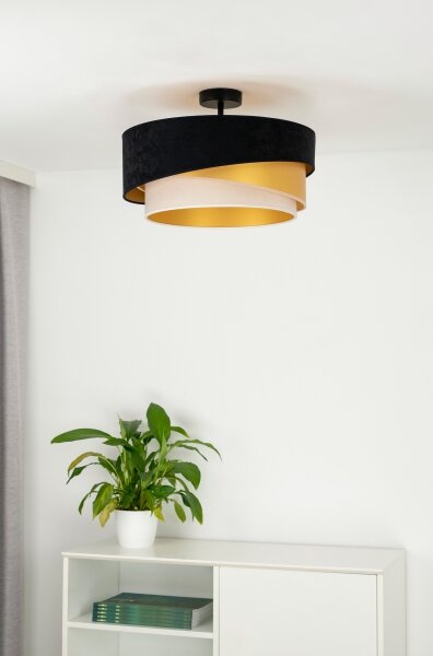 Lustră aplicată Duolla KOBO 1xE27/15W/230V d. 45 cm negru/auriu/crem
