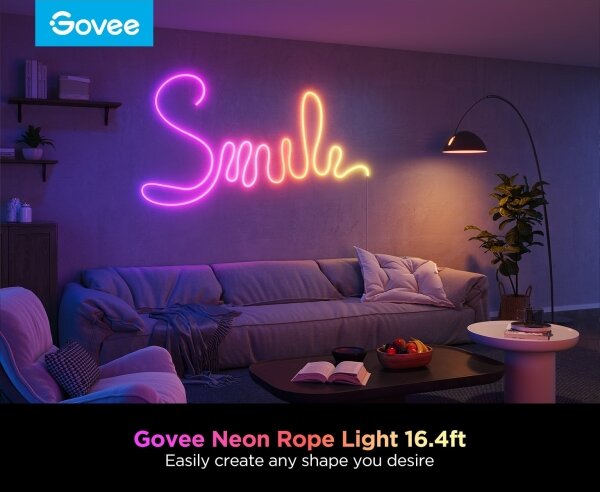 Bandă LED flexibilă Govee Neon 2 MATTER 5m RGBIC Wi-Fi IP67