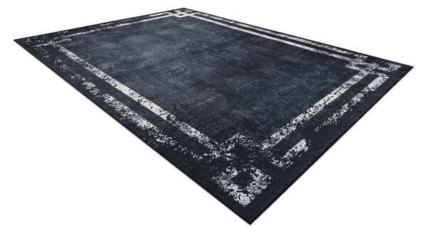 ANDRE 1486 covor lavabil Cadru vintage anti-alunecare - negru si alb