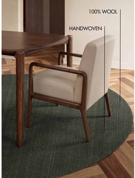 Covor verde închis țesut manual rotund din lână ø 160 cm Greenwich – Ted Baker