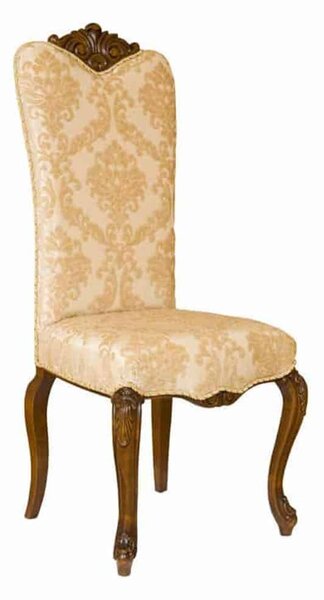 Scaun lemn masiv clasic Majestic cu Spătar Tapițat, 50 × 50 × 120 cm - Nuc