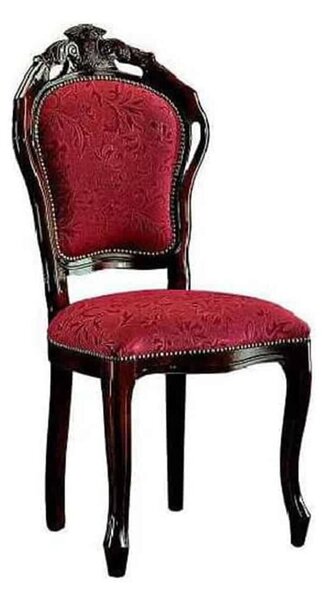 Scaun lemn masiv clasic Baroque II cu Spătar Tapițat, 58 × 58 × 107 cm - Nuc
