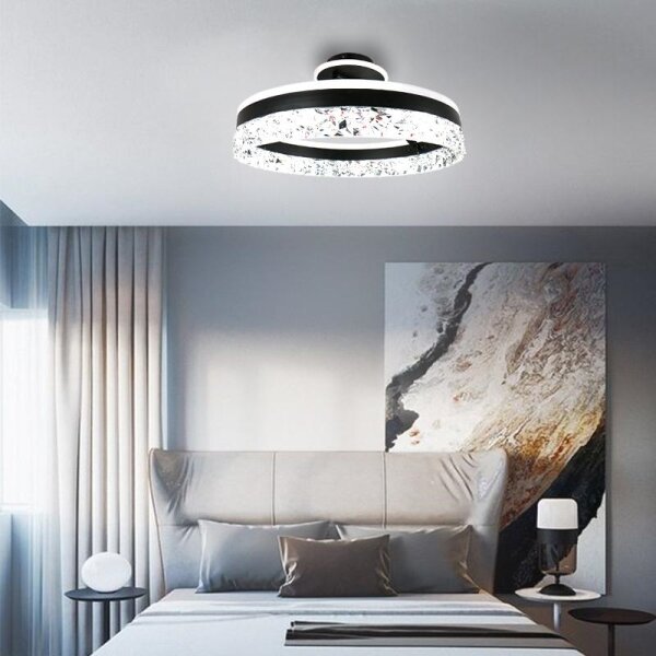Lustră LED dimabilă aplicată LED/86W/230V 3000-6500K negru + telecomandă