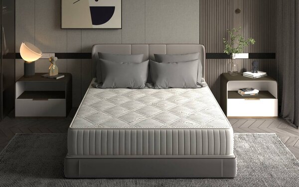 Saltea cu Spuma Memorie SilverCare, Grosime 24 cm, Husă cu Ioni de Argint, cu Mânere, Fermitate Medie - 90x200