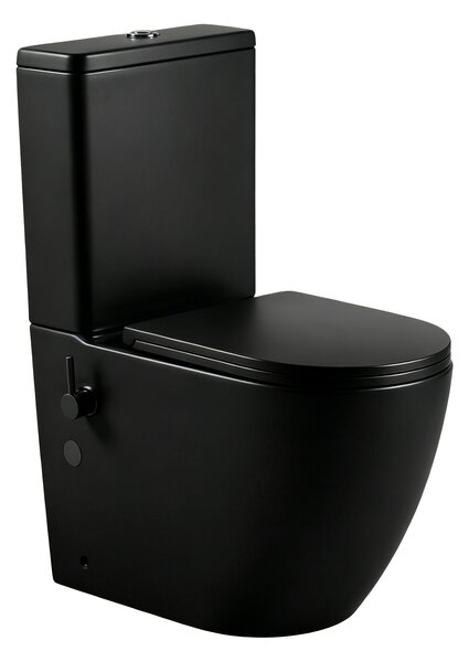 Erga Siena, Vas combinat WC 620x365x820 mm, Fără ramă + funcție bideu + capac WC, negru mat, ERG-V03-SIENA-RIM-BID-BK