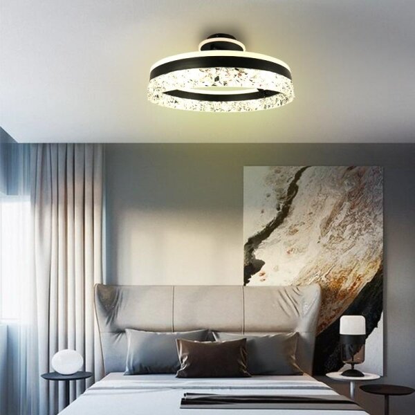 Lustră LED dimabilă aplicată LED/86W/230V 3000-6500K negru + telecomandă