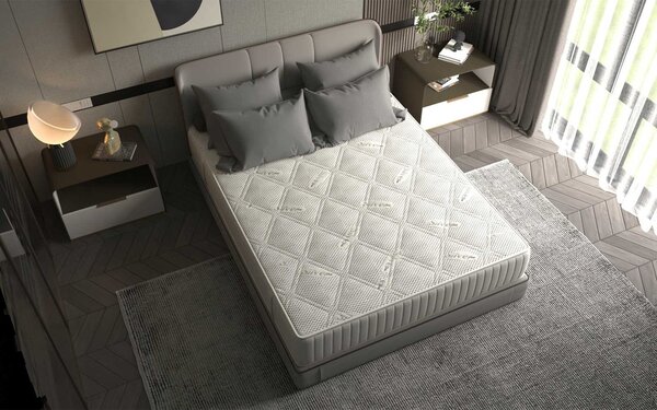 Saltea cu Spuma Memorie SilverCare, Grosime 24 cm, Husă cu Ioni de Argint, cu Mânere, Fermitate Medie - 90x200