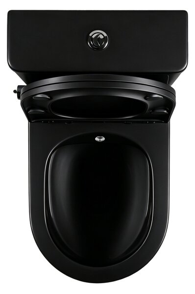 Erga Siena, Vas combinat WC 620x365x820 mm, Fără ramă + funcție bideu + capac WC, negru mat, ERG-V03-SIENA-RIM-BID-BK