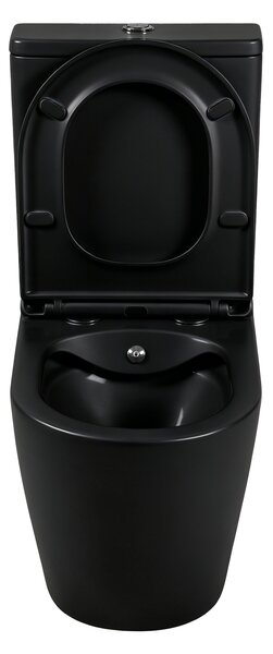 Erga Siena, Vas combinat WC 620x365x820 mm, Fără ramă + funcție bideu + capac WC, negru mat, ERG-V03-SIENA-RIM-BID-BK
